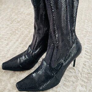 Casadei Shiny Snake stiletto boots